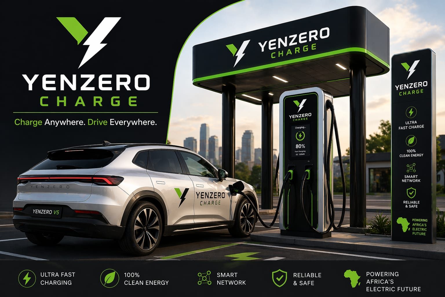 YENZERO Charge fast-charging station with EV